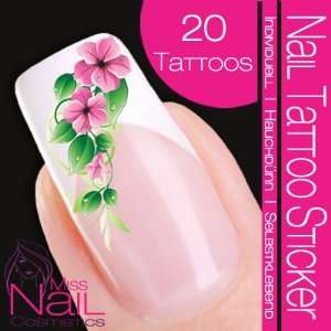  Nail Tattoo Sticker Hibiscus Flower   pink / rose: Beauty