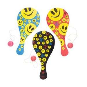  Smile Face Paddle Balls 