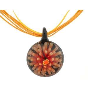   Pendant, 37mm x 48mm, with Yellow Silk Adjustable Cord/Ribbon Necklace