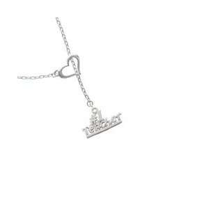  #1 Teacher   Silver Heart Lariat Charm Necklace [Jewelry 