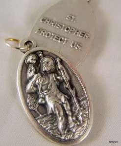 Silver Relic Medal Saint St Christopher Pendant Italy  