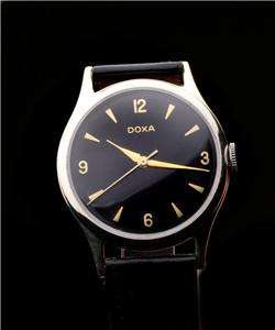 VINTAGE DOXA S.A. BLACK DIAL SWISS WRISTWATCH 1960`s  