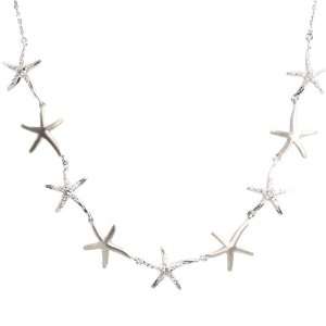  Nine Sea Star Starfish Diamond Necklace 14K White Gold 