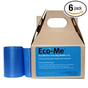 Eco Me Dog Poo Poo Bag Refills, 15 Count Boxes (Pack of 6) (90 Refills 