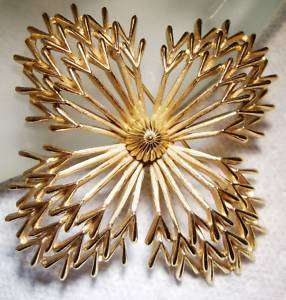 LG~Vintage Gold Tone CROWN TRIFARI SPUTNIK Brooch Pin  