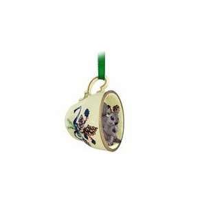  Gray Squirrel Teacup Green Christmas Ornament: Home 
