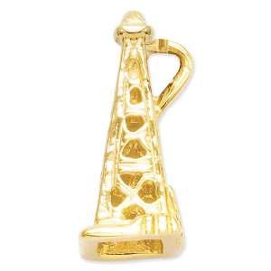  14k Gold Oil Derrick Charm: Jewelry