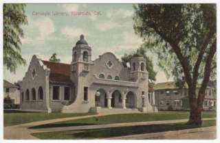 Postcard Carnegie Library in Riverside, California  