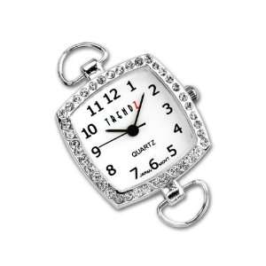  Silver Tone Curved Square Watch Face with Crystals: Arts 