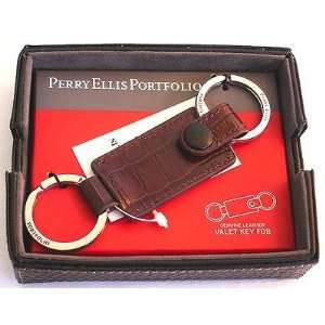   : NEW Perry Ellis Portfolio Leather Valet Key Fob Brown: Electronics