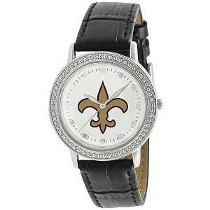  Gametime New Orleans Saints Womens Black Leather Watch 