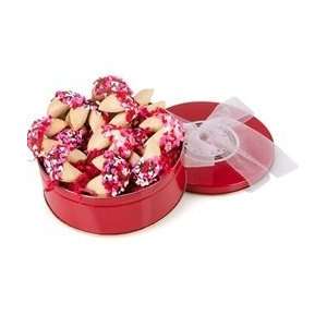 Tin of 18 Gourmet Fortune Cookies with Heart Sprinkles