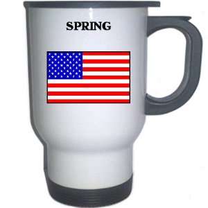 US Flag   Spring, Texas (TX) White Stainless Steel Mug 