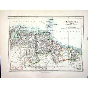 Johnston Antique Map 1898 Venezuela Guianas Peru South America Pacific 