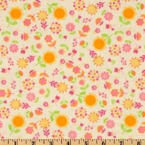  44 Wide I Heart Floral Pink Fabric By The Yard: Arts 