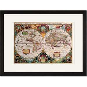  /Matted Print 17x23, Stereographic Map of the World: Home & Kitchen