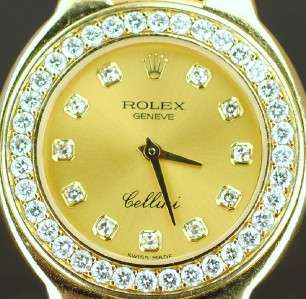 Ladies Rolex Cellini 6661 Solid 18K YG FACTORY DIAMONDS  