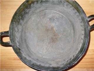 VERY OLD PRIMITIVE COLLECTIBLE GREEN CERAMIC BOWL  