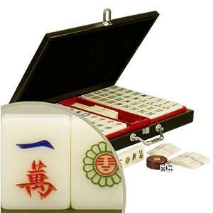  Ivory White Tile Chinese Mahjong Set w/ Black Case Toys 