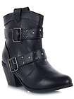   Casual Buckled Heeled Western Cowboy Ankle Boots sz black muse29