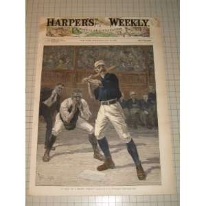  1888 Harpers Weekly Tinted Baseball Cover   A Ball Or A 
