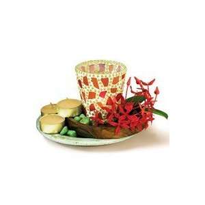 Mosaic Candle Holder with Ginger Tea Light (India):  Home 