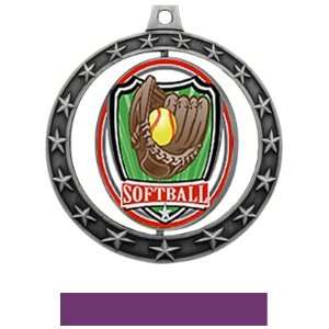  Hasty Awards Softball Spinner Medals Shield M 7701 SILVER MEDAL 