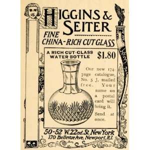  1895 Ad Higgins & Seiter China Cut Glass Water Bottle 