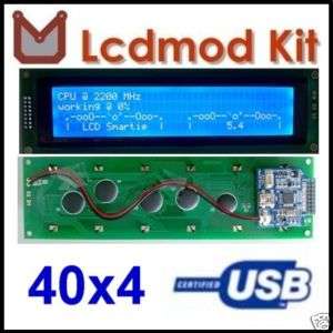   A1 USB 40x4 404 White Characters LCD Smartie Module HD44780 PC modding