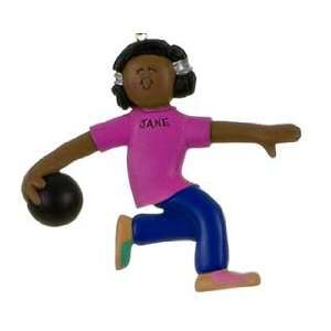  Personalized Ethnic Bowler   Female Christmas Ornament 