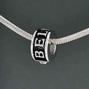  SS1006 tlf   Antiqued Believe Band with Clear Swarovski 
