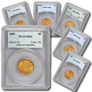  $5.00 Liberty Gold Coins (MS 62)   (PCGS ONLY 