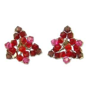  Crystal earrings, Red Stars 1 W 1 L: Jewelry