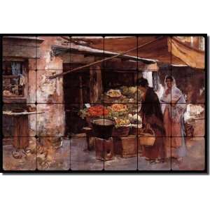 Venetian Fruit Market by Frank Duveneck   Old World Tumbled Marble 
