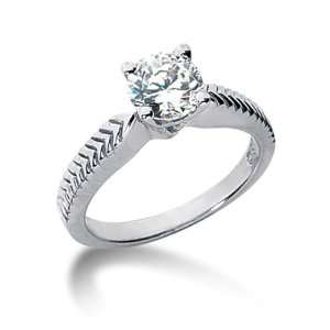 Round Diamond Classic Solitaire 4 Prong Set Palladium Engagement Ring 