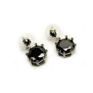  CZ Stone Linear Drop Earrings Black Jewelry