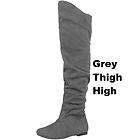 Grey Size 9 Thigh High Over the Knee Comfy Sexy Slouch Flat Boots 