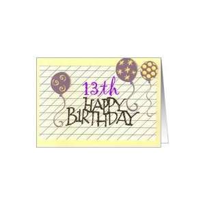  13th Happy Birthday Balloons Card: Toys & Games