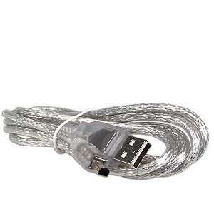   Foot USB 2.0 A to Mini B (4 Pin) Cable   Clear/Silver Electronics