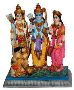 RAMA Darbar Sita Lakshman Hanuman Hindu India Lotus Statue Murti 