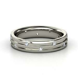  Slalom Band, 14K White Gold Ring with Diamond: Jewelry