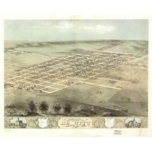   Map Birds eye view of the city of De Witt, Clinton Co., Iowa 1868