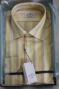 Delsiena ITALY Mens Yellow striped Dress Shirt New in Box SKU 4 