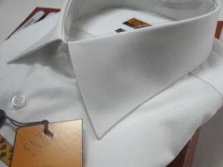 ENZO MENS ITALY DRESS SHIRT SOLID WHITE Size XL 17.5 32 33  