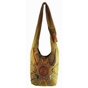 Bohemian Hippie Cut Large Embroidary Shoulder Sling Crossbody Monk Bag 