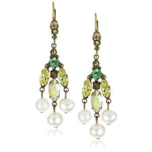  Sorrelli Water Lily Crystal and Pearl Cluster Dangle 