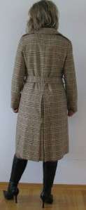 CLUB MONACO SOFT HOUNDSTOOTH PLAID PATTERN WOOL MILITARY TRENCH COAT 