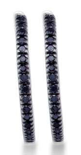 925 Silver Blue Round Diamond Hoop Earrings (1/2 cttw., G H , SI2 