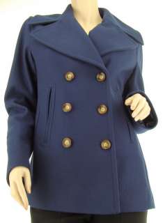 MICHAEL BY MICHAEL KORS Prussan Blue Short Wool Pea Coat US 10 