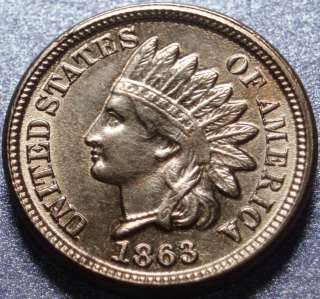 1863 Copper Nickel INDIAN CENT Civil War GETTYSBURG YEAR Issue NEAR 